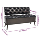 Storage Bench with Backrest 43.3" Black Faux Leather