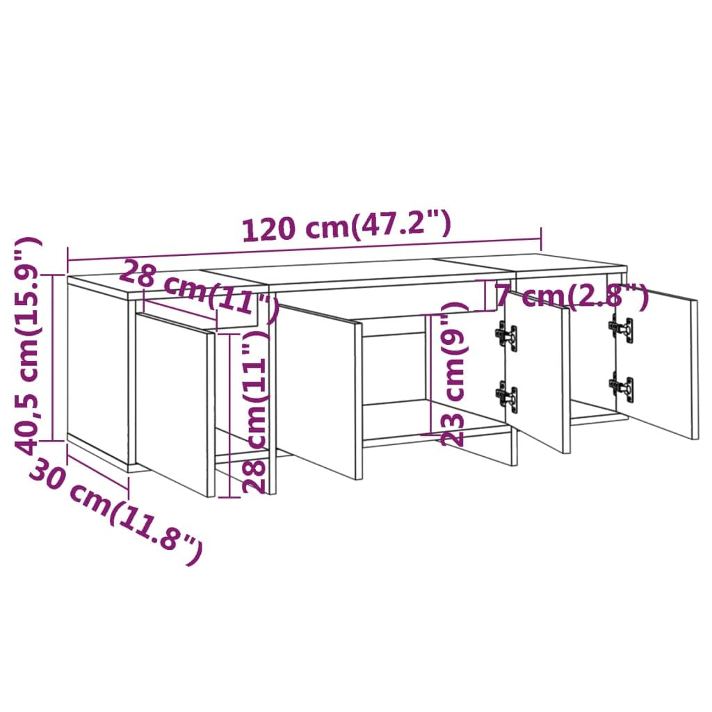 TV Cabinet White 47.2"x11.8"x15.9" Engineered Wood