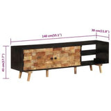 TV Cabinet 55.1"x11.8"x17.7" Rough Mango Wood and Solid Acacia Wood