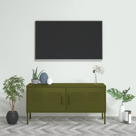 TV Cabinet Olive Green 41.3"x13.8"x19.7" Steel