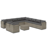 12 Piece Patio Lounge Set with Cushions Gray Poly Rattan