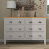 3 Pieces Country Gray with Oak Top Bedroom Sets, King Bed, Nightstand and
