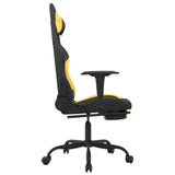 Massage Gaming Chair with Footrest Black and Yellow Fabric