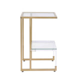 Golden Side Table, 2-Tier Acrylic Glass End Table for Living Room&Bedroom
