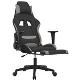 Gaming Chair with Footrest Black and Light Gray Fabric