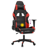 Massage Gaming Chair with Footrest Black&Red Faux Leather