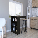 Kitchen Counter Dining Table Toledo, Three Side Shelves, Black Wengue / Pine Finish