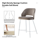 Bar Chair.Dining Chair.Stylish and Comfortable Velvet Bar Stool.with High-Density Foam Chair,Durable Electroplated Metal Legs,and Stable Structure for Home, Bar, and Cafe.(Set of 2)Grey
