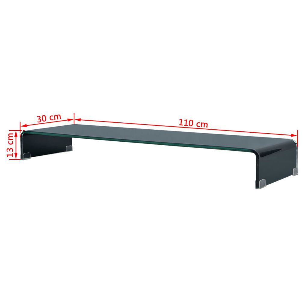 TV Stand / Monitor Riser Glass Black 43.3"x11.8"x5.1"