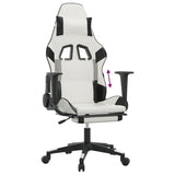 Gaming Chair with Footrest White and Black Faux Leather