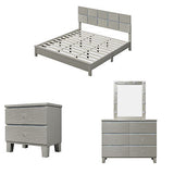 5 pieces Champagne Silver Bedroom Sets King Bed + Nightstand*2 Dresser+ Mirror