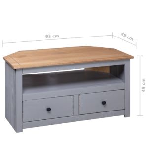 Corner TV Cabinet Gray 36.6"x19.3"x19.3" Solid Pine Panama Range