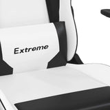 Massage Gaming Chair with Footrest White&Black Faux Leather