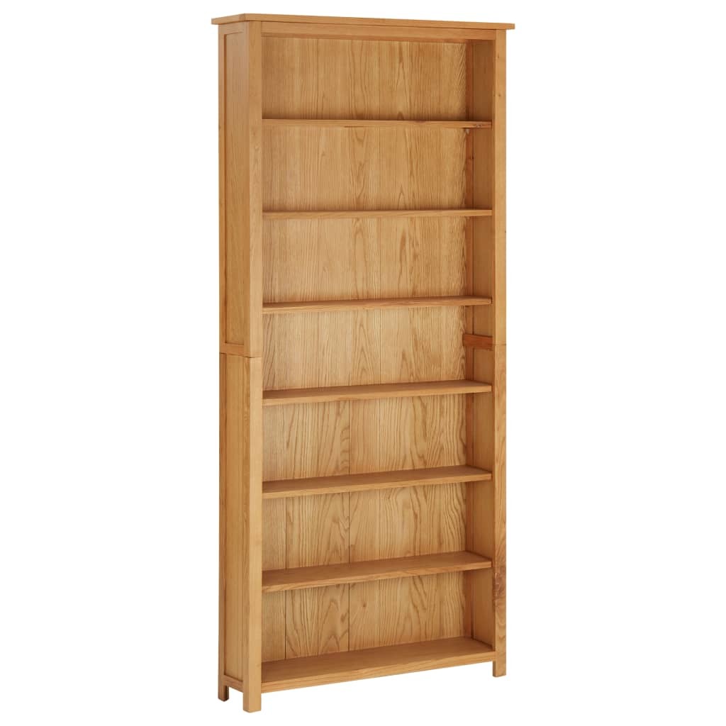 7-Tier Bookcase 35.4"x8.9"x78.7" Solid Oak Wood