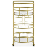 Fitzgerald Bar Cart with Matte Gold Metal Finish, 2-Tiers