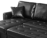 PU Leather Storage Sofa Bed Tufeted Cushion for Living Room