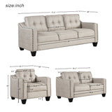 3 Piece Living Room Set with tufted cushions