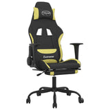 Gaming Chair with Footrest Black and Light Green Fabric