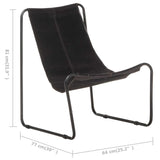 Relaxing Chair Black Real Leather