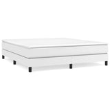 Box Spring Bed with Mattress White 72"x83.9" California King Faux Leather