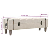 Storage Bench 43.7" Cream Solid Wood Fir&Fabric