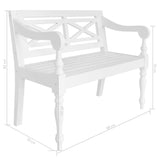 Batavia Bench 38.6" Solid Mahogany Wood White