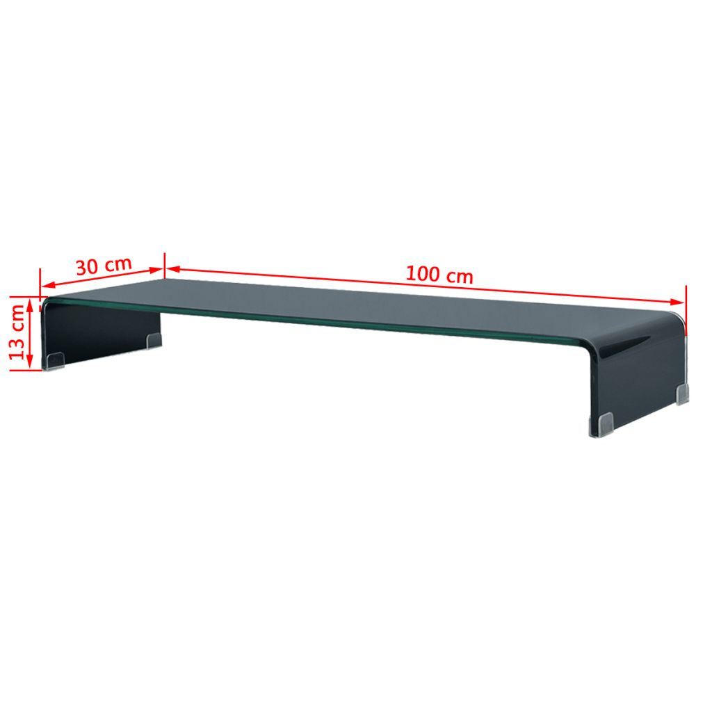 TV Stand / Monitor Riser Glass Black 39.4"x11.8"x5.1"