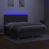 Box Spring Bed with Mattress&LED Dark Gray Queen Fabric
