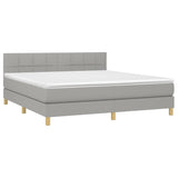 Box Spring Bed with Mattress Light Gray California King Fabric