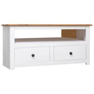 Corner TV Cabinet White 36.6"x19.3"x19.3" Solid Pine Panama Range