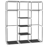 69" Portable Clothes Closet Non-Woven Fabric Wardrobe Double Rod Storage Organizer Black