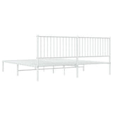 Metal Bed Frame with Headboard White 76"x79.9"