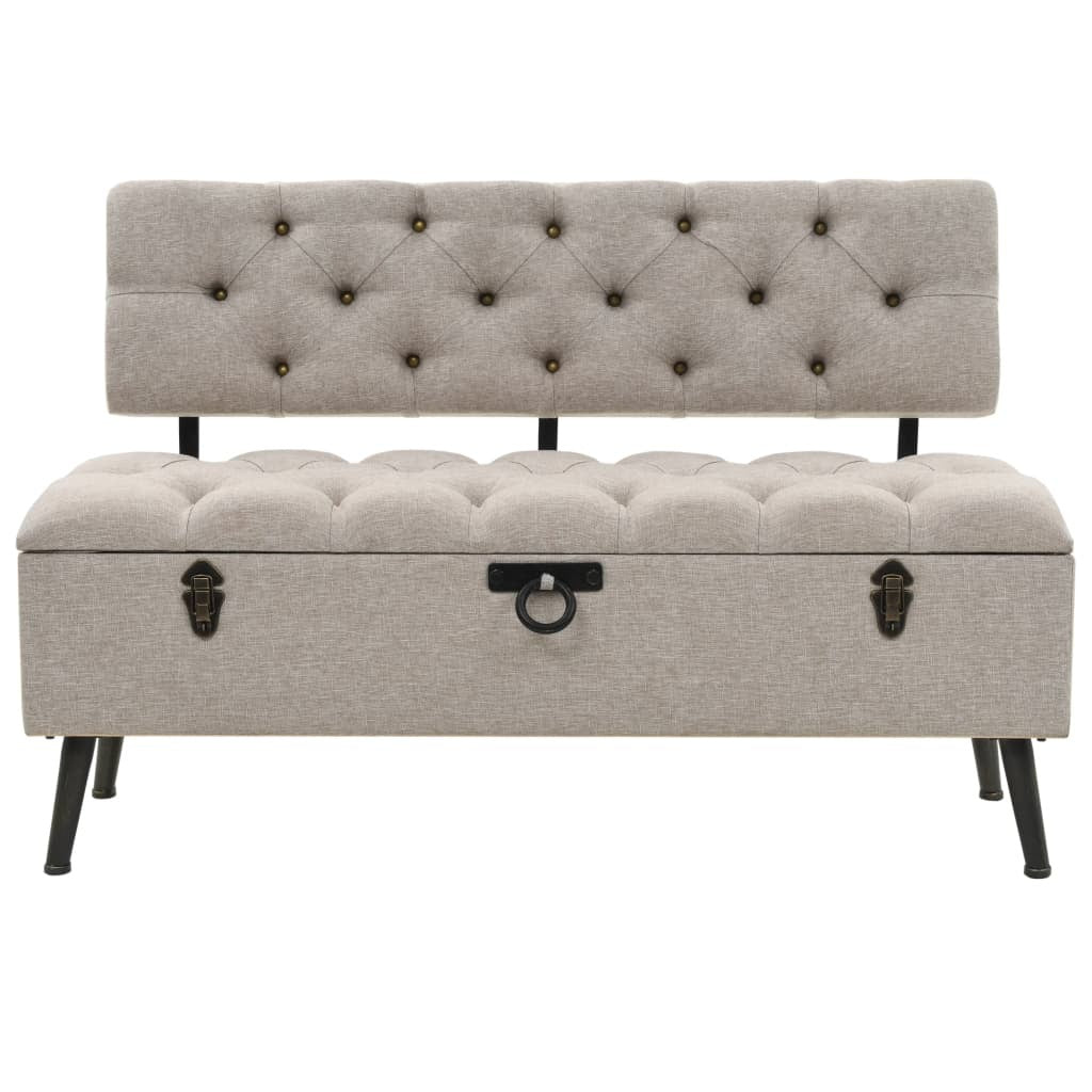 Storage Bench with Backrest 43.3" Cream Fabric