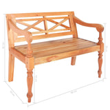 Batavia Bench 38.6" Solid Mahogany Wood Light Brown