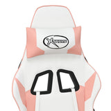 Gaming Chair with Footrest White and Pink Faux Leather