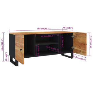 TV Stand 41.3"x13"x18.1" Solid Wood Acacia