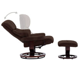 Swivel Recliner with Ottoman Brown Faux Leather and Bentwood