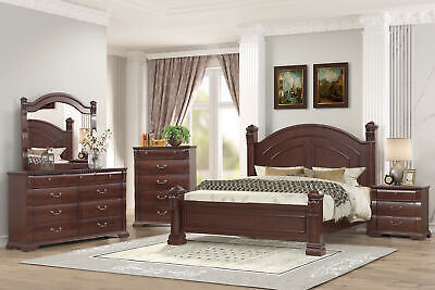 Aspen Queen 5-N Traditional Bedroom set made with Wood in Cherry