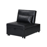 Contemporary Faux Leather Folding Ottoman Sofa Bed  black