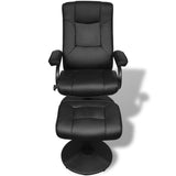 Swivel Recliner with Ottoman Black Faux Leather