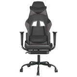 Gaming Chair with Footrest Black and Gray Faux Leather