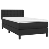 Box Spring Bed with Mattress Black Twin XL Faux Leather