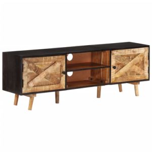 TV Cabinet 55.1"x11.8"x18.1" Rough Mango Wood and Solid Acacia Wood