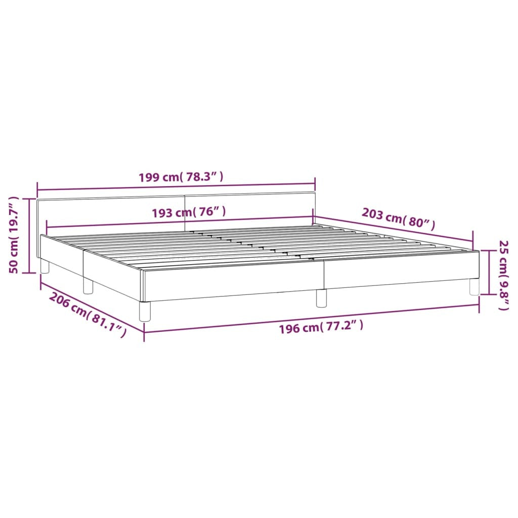 Bed Frame with Headboard Black 76"x79.9" King Faux Leather