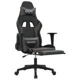 Gaming Chair with Footrest Black and Gray Faux Leather