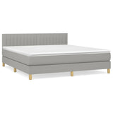 Box Spring Bed with Mattress Light Gray California King Fabric