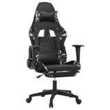 Massage Gaming Chair with Footrest Black&Camouflage Faux Leather