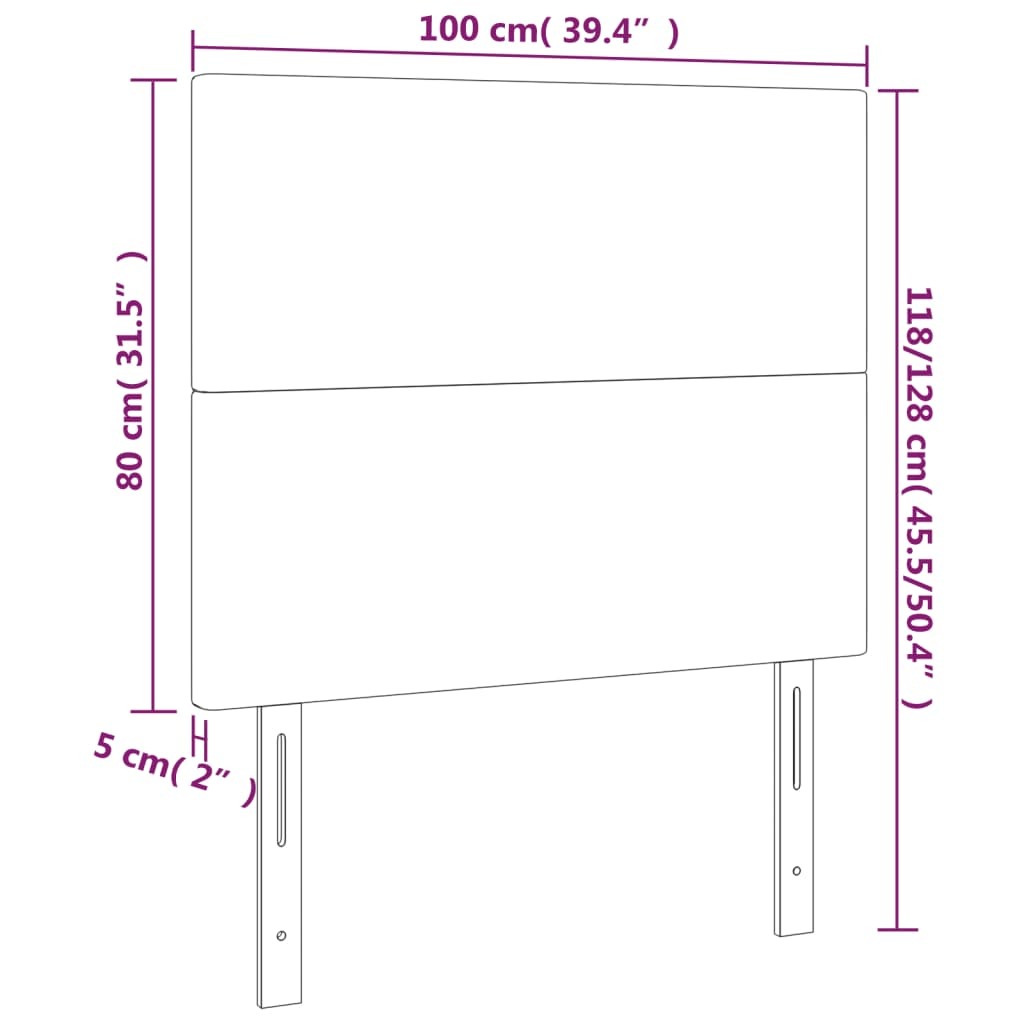 LED Headboard Dark Gray 39.4"x2"x46.5"/50.4" Velvet