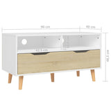 TV Cabinet White and Sonoma Oak 35.4"x15.7"x19.1" Engineered Wood