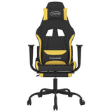 Massage Gaming Chair with Footrest Black and Yellow Fabric